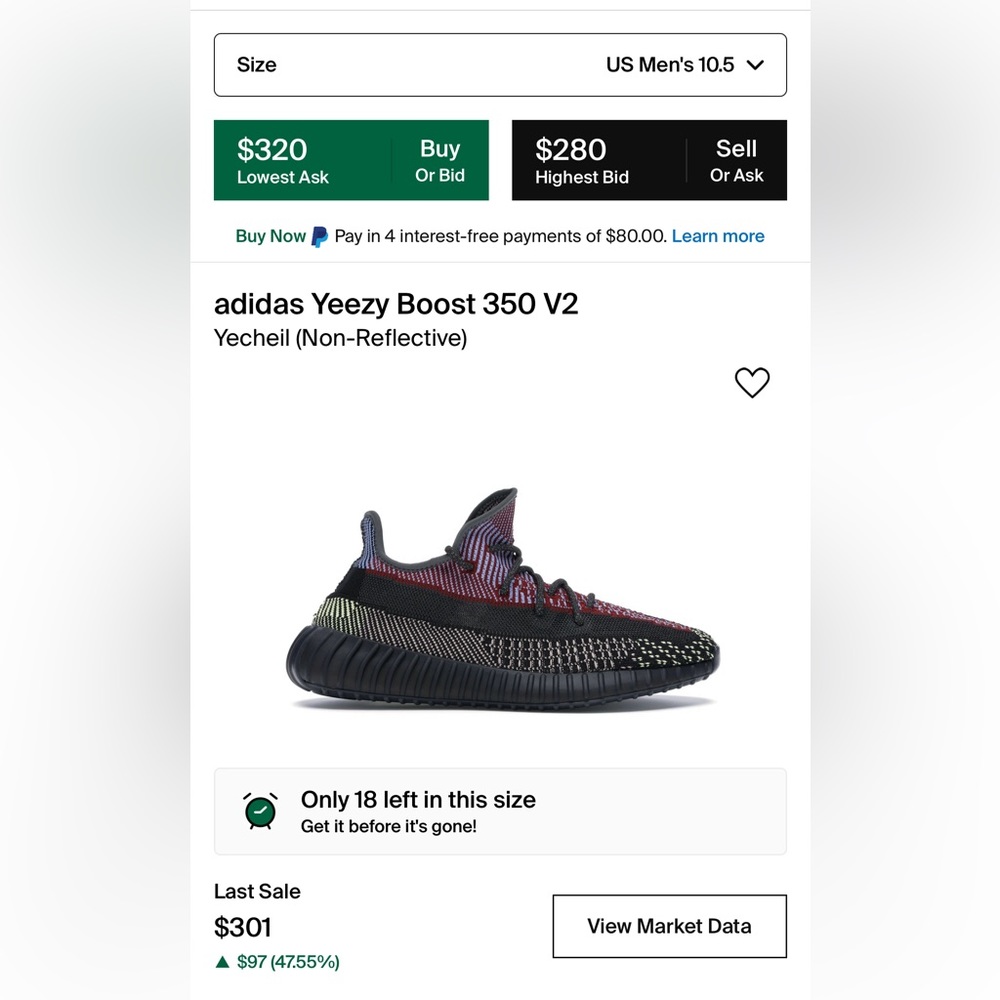Yeezy 350 V2 Yecheil Sz 10.5 M